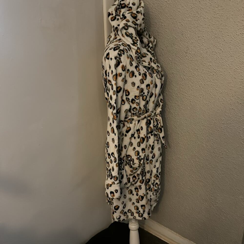 Joe Boxer Hooded Animal Print Robe Tie w/Belt M Sleepwear Cozycore Print College - Picture 3 of 9